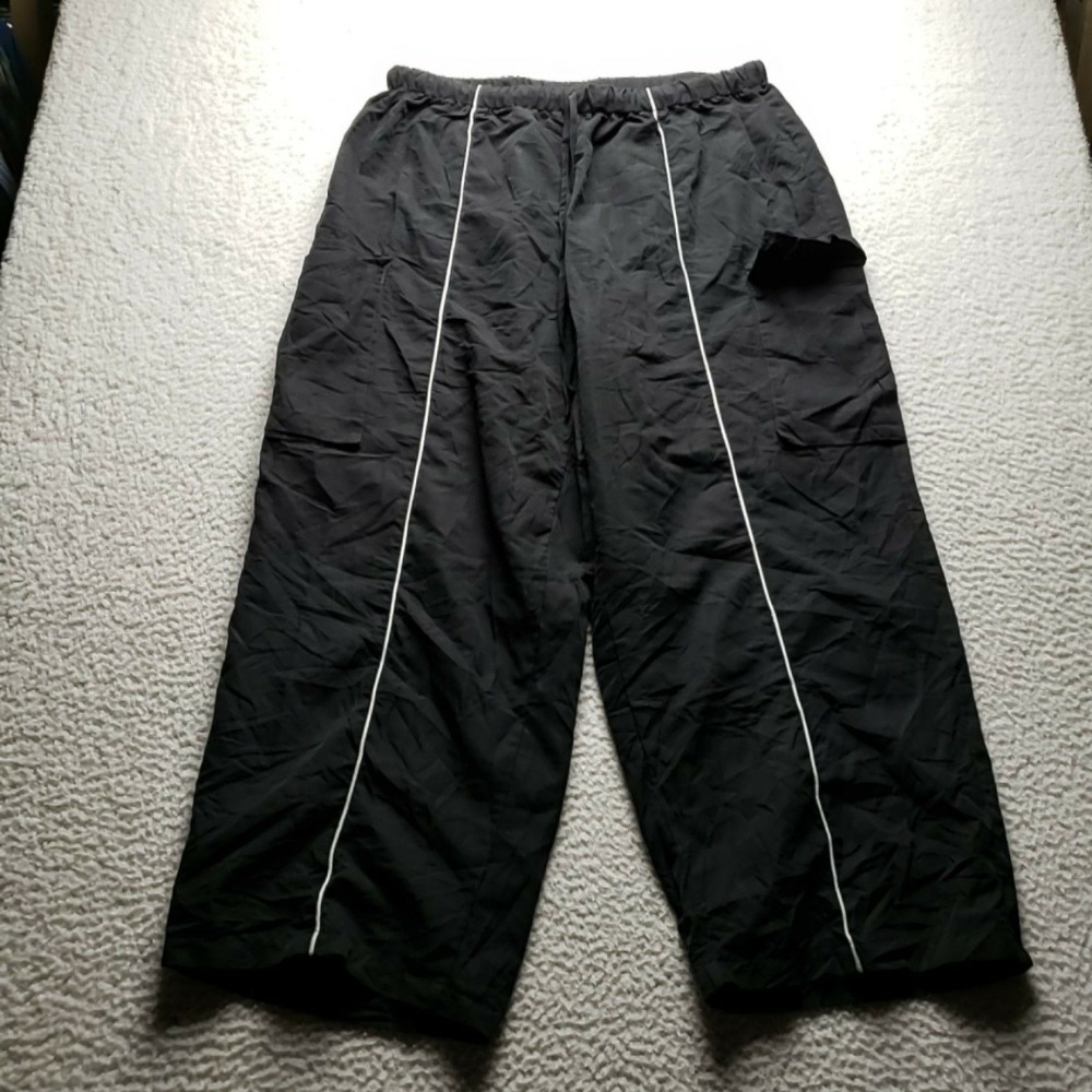 SHEIN Curve Track Pants Womens Plus 2XL Black Wide Leg Stripe Elastic Waist